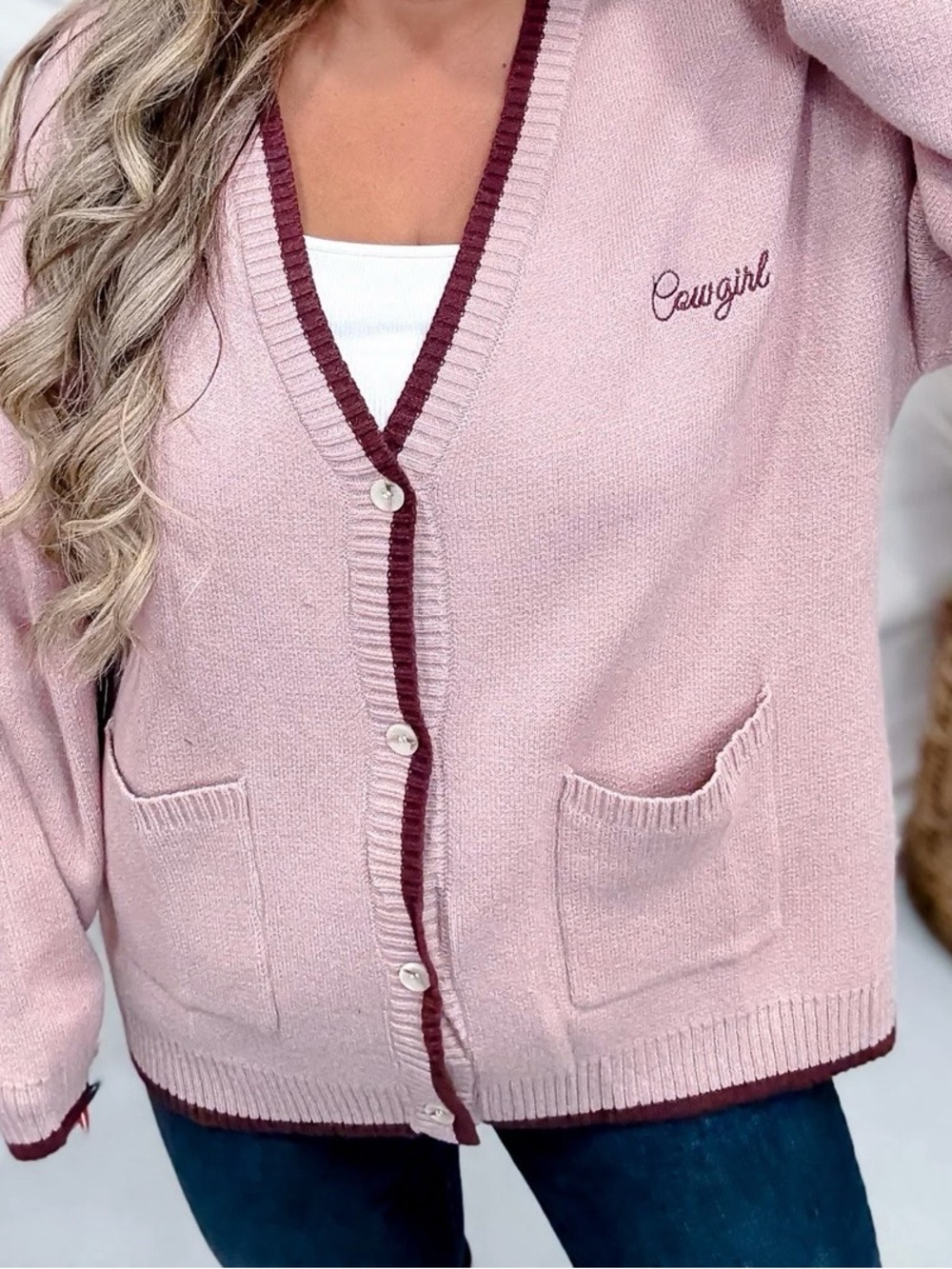 Found My Cowboy Pink Knit Cardigan - Picture 2 of 7
